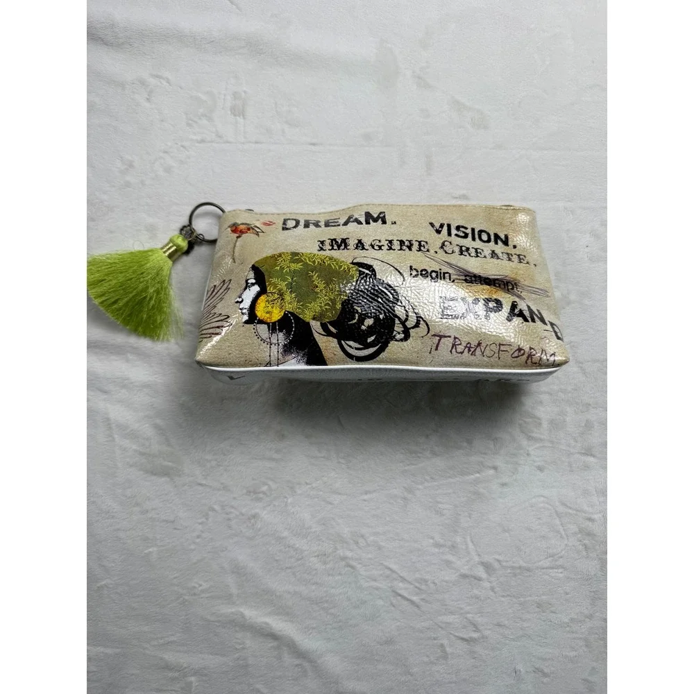 PAPAYA! Art Small Zipper Pouch Dream Vision Transform Tassel Makeup Bag Cream